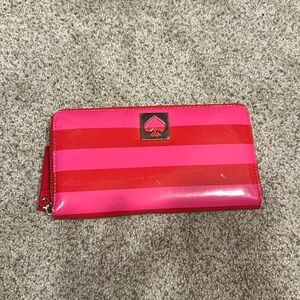 Kade Spade New York Neda pink and red striped wallet